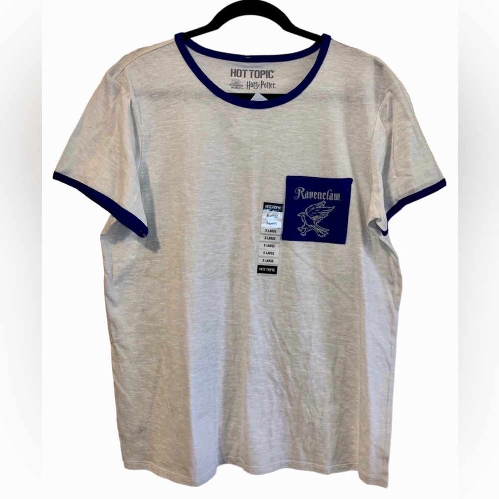 Hot Topic Women's Size XL Harry Potter Ravenclaw Pocket Graphic Ringer Shirt NWT